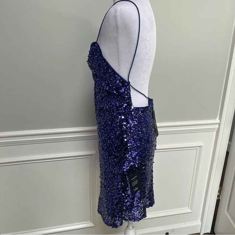 Lulu's Force of Fashion Navy Sequin Backless Mini Dress Size S - Picture 6 of 9